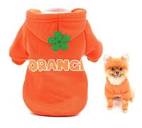 SMALLLEE_LUCKY_STORE Cute Fruits Puppy Fleece Pullover Hoodie Sweatshirt Jumper Sweater for Small Medium Dogs Cat Boy Girl Yorkie Chihuahua Kitten Warm Autumn Winter Clothes,Orange,L