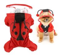 SMALLLEE_LUCKY_STORE Cute Ladybug Waterproof Dog Raincoats with Hood for Small Medium Dogs with Leash D-Ring Lightweight Pet Rain Jacket Puppy Poncho Chihuahua Clothes, Red, S