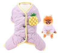 SMALLLEE_LUCKY_STORE Cute Pineapple Pet Winter Coat Snowsuit Jacket Jumpsuit for Small Dogs Cats Waterproof Windproof Puppy Chihuahua Yorkie Fleece Lined Warm Cold Weather Clothes,Purple,L