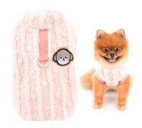 SMALLLEE_LUCKY_STORE Cute Sherpa Fleece Jumper for Small Dog Pet Warm Coat Soft Puppy Pullover with D-Ring Stretchy Sweatshirt Winter Autumn Yorkie Chihuahua Clothes,Pink,S