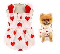SMALLLEE_LUCKY_STORE Dog Dress for Extra Small and Small Dog Female Puppy Skirt with Heart and Bunny Ear Summer Spring Pet Clothes Yorkie Chihuahua Cats Costume, Red, XL