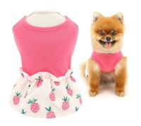 SMALLLEE_LUCKY_STORE Dog Dresses for Small Dog Comfortable Puppy Vest Dress with Pineapple Spring Summer Stretchable Breathable Pet Skirt Chihuahua Yorkie Cat Clothes, Pink, S