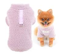 SMALLLEE_LUCKY_STORE Dog Fleece Jumpers for Small Dogs, Solid Pet Pullover Sweatshirt with Letter Patch and D-ring, Puppy Outfits Yorkie Chihuahua Warm Sweater Winter Fall Clothes, Purple, L