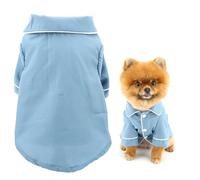 SMALLLEE_LUCKY_STORE Dog Pyjamas for Small Medium Dogs Cats Soft Pet Sleepwear Shirts Comfortable Lapel Pjs Loungewear Pajamas Bulldog Chihuahua Yorkie Two-Legged Outfit, Blue, M
