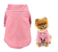 SMALLLEE_LUCKY_STORE Dog Pyjamas for Small Medium Dogs Cats Soft Pet Sleepwear Shirts Comfortable Lapel Pjs Loungewear Pajamas Bulldog Chihuahua Yorkie Two-Legged Outfit, Violetred, S