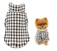 SMALLLEE_LUCKY_STORE Dog Pyjamas for Small Medium Dogs Cats Soft Pet Sleepwear Shirts Comfortable Lapel Pjs Loungewear Pajamas Bulldog Chihuahua Yorkie Two-Legged Outfit, Coffee, S