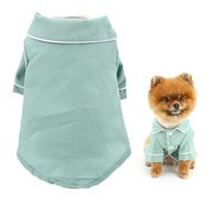 SMALLLEE_LUCKY_STORE Dog Pyjamas for Small Medium Dogs Cats Soft Pet Sleepwear Shirts Comfortable Lapel Pjs Loungewear Pajamas Bulldog Chihuahua Yorkie Two-Legged Outfit, Green, M