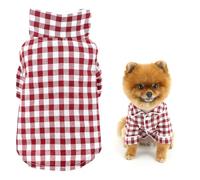 SMALLLEE_LUCKY_STORE Dog Pyjamas for Small Medium Dogs Cats Soft Pet Sleepwear Shirts Comfortable Lapel Pjs Loungewear Pajamas Bulldog Chihuahua Yorkie Two-Legged Outfit, Red, XXL