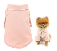 SMALLLEE_LUCKY_STORE Dog Pyjamas for Small Medium Dogs Cats Soft Pet Sleepwear Shirts Comfortable Lapel Pjs Loungewear Pajamas Bulldog Chihuahua Yorkie Two-Legged Outfit, Pink, XS