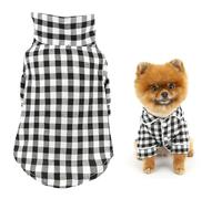 SMALLLEE_LUCKY_STORE Dog Pyjamas for Small Medium Dogs Cats Soft Pet Sleepwear Shirts Comfortable Lapel Pjs Loungewear Pajamas Bulldog Chihuahua Yorkie Two-Legged Outfit, Black, M