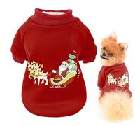 SMALLLEE_LUCKY_STORE Dog Santa Sleigh Christmas Jumper Pullover Sweatshirt for Puppy Small Dogs Cats Chihuahua Xmas Sweater