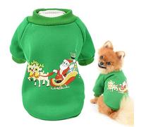 SMALLLEE_LUCKY_STORE Dog Santa Sleigh Christmas Jumper Pullover Sweatshirt for Puppy Small Dogs Cats Chihuahua Xmas Sweater