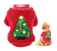 SMALLLEE_LUCKY_STORE Dog Sherpa Christmas Jumper Sweater, Fleece Pullover Sweatshirt for Puppy Small Dogs Cats Yorkie Chihuahua Coat Warm Winter Clothes Xmas Tree