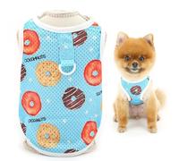 SMALLLEE_LUCKY_STORE Dog Shirt for Small Dog Cooling Mesh Pet Pullover T-Shirt with D-ring and Donuts Printed Spring Summer Clothes Breathable Puppy Tee Shirt Chihuahua Yorkie Cat Apparel, Blue, M