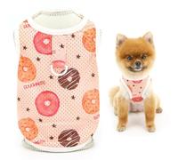 SMALLLEE_LUCKY_STORE Dog Shirt for Small Dog Cooling Mesh Pet Pullover T-Shirt with D-ring and Donuts Printed Spring Summer Clothes Breathable Puppy Tee Shirt Chihuahua Yorkie Cat Apparel, Pink, M