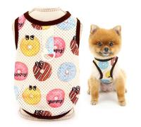 SMALLLEE_LUCKY_STORE Dog Shirt for Small Dog Cooling Mesh Pet Pullover T-Shirt with D-ring and Donuts Printed Spring Summer Clothes Breathable Puppy Tee Shirt Chihuahua Yorkie Cat Apparel, Coffee, L