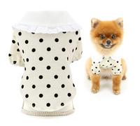 SMALLLEE_LUCKY_STORE Dog Shirt for Small Dog Polka Dot Pet Pullover T-Shirt with Doll Collar Spring Summer Clothes Breathable Puppy Tee Shirt Chihuahua Yorkie Cat Apparel, Cream, L