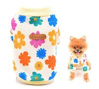 SMALLLEE_LUCKY_STORE Fashion Floral Puppy Fleece Sweatshirt Pullover Jumper Sweater for Small Medium Dogs Cat Boy Girl Yorkie Chihuahua Kitten Warm Autumn Winter Clothes,White,M