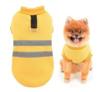 SMALLLEE_LUCKY_STORE Fleece Dog Sweater for Small Dog, Reflective Pet Pullover Vest with D-ring, Solid Puppy Sweatshirt Warm Winter Fall Clothes Chihuahua Yorkie Cat Apparel, Yellow, L