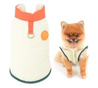 SMALLLEE_LUCKY_STORE Fleece Lined Dog Coat for Small Dog Colorblock Pet Snow Jacket Vest with D-ring Water Resistant Puppy Padded Cold Weather Clothes Insulated Chihuahua Cat Outdoor Clothes Cream XS