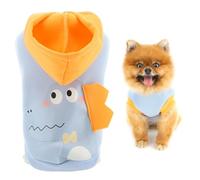 SMALLLEE_LUCKY_STORE Fleece Lined Dog Hoodie for Xsmall Small Dogs Warm Winter Jumper Dinosaur Puppy Sweatshirt Pullover with D-Ring Cozy Pet Hooded Chihuahua Yorkie Clothes Blue L