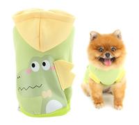 SMALLLEE_LUCKY_STORE Fleece Lined Dog Hoodie for Xsmall Small Dogs Warm Winter Jumper Dinosaur Puppy Sweatshirt Pullover with D-Ring Cozy Pet Hooded Chihuahua Yorkie Clothes Green XL