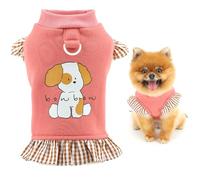 SMALLLEE_LUCKY_STORE Fleece Lined Dog Sweatshirt for Extra Small Dogs, Cute Doggie Pattern Pet Jumper Pullover with D-ring Warm Cozy Puppy Winter Autumn Sweater Chihuahua Yorkshire Clothes Pink L