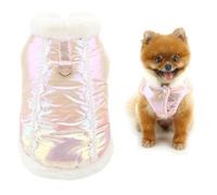 SMALLLEE_LUCKY_STORE Fleece Lined Windproof Dog Coat for Xsmall Small Dogs Waterproof Puppy Winter Vest Jacket with D-ring Warm Padded Clothes Fuzzy Collar Chihuahua Yorkie Outfit Pink XL