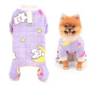 SMALLLEE_LUCKY_STORE Fleece Small Dog Pajamas, Animal Printed Pet Pullover Jumpsuit with D-ring, Elastic Soft Fall Winter Pjs Chihuahua Yorkie Pyjamas Cat Costume, Purple, L