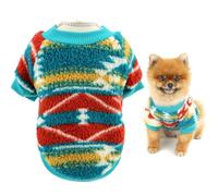 SMALLLEE_LUCKY_STORE Fuzzy Fleece Dog Jumper for Xsmall Small Dogs Pet Sweater Pullover with Ethnic Printed Warm Cozy Puppy Sweatshirt Vest Chihuahua Yorkshire Cat Winter Fall Clothes Style4 XL