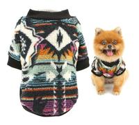SMALLLEE_LUCKY_STORE Fuzzy Fleece Dog Jumper for Xsmall Small Dogs Pet Sweater Pullover with Ethnic Printed Warm Cozy Puppy Sweatshirt Vest Chihuahua Yorkshire Cat Winter Fall Clothes Style3 XS