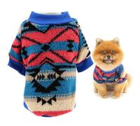 SMALLLEE_LUCKY_STORE Fuzzy Fleece Dog Jumper for Xsmall Small Dogs Pet Sweater Pullover with Ethnic Printed Warm Cozy Puppy Sweatshirt Vest Chihuahua Yorkshire Cat Winter Fall Clothes Style2 M
