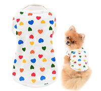 SMALLLEE_LUCKY_STORE Girls Love Hearts Print Shirt Puppy T-shirt Tee for Small Medium Dog Cat Sleeveless Cotton Tank Top Vest Summer Yorkie Chihuahua Pet Clothes Valentine's Day Apparel