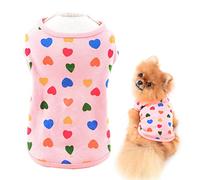 SMALLLEE_LUCKY_STORE Girls Love Hearts Print Shirt Puppy T-shirt Tee for Small Medium Dog Cat Sleeveless Cotton Tank Top Vest Summer Yorkie Chihuahua Pet Clothes Valentine's Day Apparel