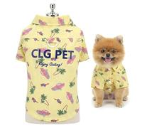 SMALLLEE_LUCKY_STORE Hawaiian Shirt with Lead Ring for Small Dogs, Tropical Puppy T-Shirt, Breathable Lightweight Summer Clothes for Chihuahua Yorkie Cats, Beach Seaside Outfit,Yellow,XL
