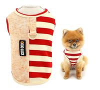 SMALLLEE_LUCKY_STORE Knitted Dog T-Shirt for Extra Small and Small Dog Striped Pet Pullover with D-ring Puppy Breathable Stretchable Spring Summer Shirt Chihuahua Yorkie Cat Clothes, Dark Red, XXL