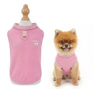 SMALLLEE_LUCKY_STORE Knitted Dog T-Shirt for Extra Small Dogs Stretchy Sleeveless Puppy Tank Top with Bear and D-Ring Lightweight Breathable Vest Spring Summer Chihuahua Yorkie Cat Clothes Pink XXL