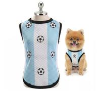 SMALLLEE_LUCKY_STORE Mesh Dog Football Shirt for Small Medium Dogs, Stretchy Puppy Jersey Jumper, Sports Fan Match Day Summer Clothes for Chihuahua Yorkie Cats French Bulldog,Blue,XL