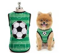 SMALLLEE_LUCKY_STORE Mesh Dog Football Shirt for Small Medium Dogs, Stretchy Puppy Jersey Jumper, Sports Fan Match Day Summer Clothes for Chihuahua Yorkie Cats French Bulldog,Green,S