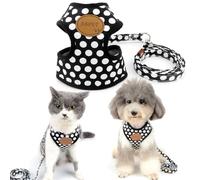 SMALLLEE_LUCKY_STORE New Soft Mesh Nylon Vest Pet Cat Small Medium Dog Harness Dog Leash Set Leads Black, S (Chest:9.5"-13.5",Weight 2-6.5lbs) (CWYP00068-black-s)