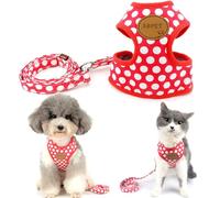 SMALLLEE_LUCKY_STORE New Soft Mesh Nylon Vest Pet Cat Small Medium Dog Harness Dog Leash Set Leads Red, L Chest:13.5"-17.5",Weight 11-14.5lbs
