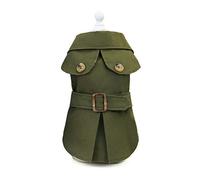 SMALLLEE_LUCKY_STORE Pet British Style Trench Coat Jacket for Small Dog Cat Windproof Windbreaker Autumn Winter Puppy Clothes,Army Green,Size XL