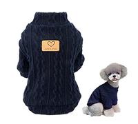 SMALLLEE_LUCKY_STORE Pet Cable Knit Pullover Jumpers Sweaters for Small Dogs Cat Girl Boy Cozy Soft Mock Neck Shirt Sweatshirts Warm Winter Coat Puppy Yorkie Chihuahua Clothes