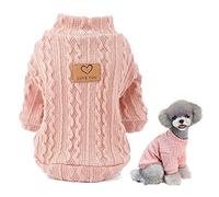 SMALLLEE_LUCKY_STORE Pet Cable Knit Pullover Jumpers Sweaters for Small Dogs Cat Girl Boy Cozy Soft Mock Neck Shirt Sweatshirts Warm Winter Coat Puppy Yorkie Chihuahua Clothes