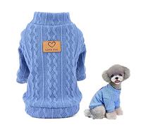 SMALLLEE_LUCKY_STORE Pet Cable Knit Pullover Jumpers Sweaters for Small Dogs Cat Girl Boy Cozy Soft Mock Neck Shirt Sweatshirts Warm Winter Coat Puppy Yorkie Chihuahua Clothes