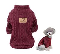 SMALLLEE_LUCKY_STORE Pet Cable Knit Pullover Jumpers Sweaters for Small Dogs Cat Girl Boy Cozy Soft Mock Neck Shirt Sweatshirts Warm Winter Coat Puppy Yorkie Chihuahua Clothes