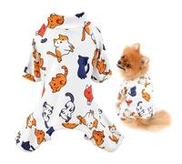 SMALLLEE_LUCKY_STORE Pet Clothes Cute Cartoon Puppy Cotton Pajamas Pjs for Extra Small Dogs Cats Pyjamas Indoor Jumpsuit Sleepwear Outfits for Yorkie Chihuahua