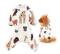 SMALLLEE_LUCKY_STORE Pet Clothes Cute Cartoon Puppy Cotton Pajamas Pjs for Extra Small Dogs Cats Pyjamas Indoor Jumpsuit Sleepwear Outfits for Yorkie Chihuahua