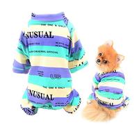 SMALLLEE_LUCKY_STORE Pet Clothes Multi-color Striped Puppy Cotton Pajamas Pjs for Small Medium Dogs Cats Pyjamas Indoor Jumpsuit Sleepwear Outfits for Yorkie Chihuahua,Green,L