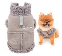 SMALLLEE_LUCKY_STORE Pet Faux Suede Jacket Sherpa Fleece Lined Winter Coat with D-ring for Small Dog Cat Boys Puppy Chihuahua Yorkie Warm Cold Weather Clothes,Grey,XXL